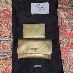 Saffiano gold wallet/card case